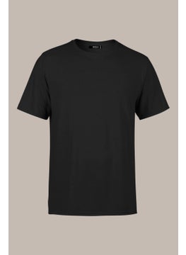 mmetalic Men's Black T-Shirt Regular Fit Comfortable Cut Crew Neck Basic T-Shirt  - Image 1