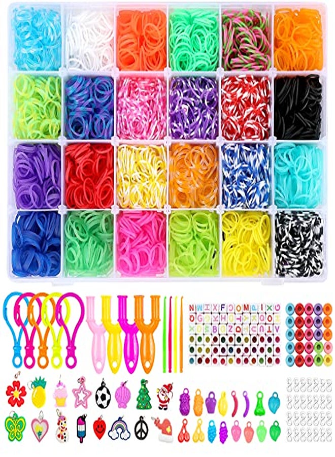 5000+ Loom Band Kit Colorful Rubber Bands Making Kit Rubber Band Refill Set in 24 Unique Colors with Other Accessories, DIY Friendship Bracelet Making Kit  - Image 1