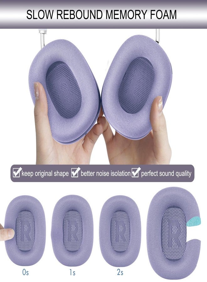 GEVO Upgraded Ear Cushions Replacement Earpads for 2024 New Apple AirPods Max Headphones, Mesh Fabric Ear Pads Cover with Memory Foam and Magnet for AirPods Max Fresh Color (Purple) - Image 5