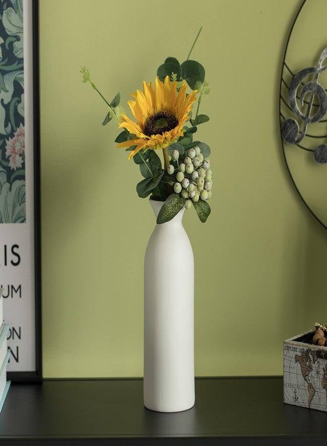 يونيك وايز مزهرية زهور سيراميك بيضاء متوسطة الحجم من يونيك وايز، مقاس 9 بوصات، مثالية لتزيين المنازل الريفية والعصرية - مناسبة لأسلوب البوهيمي الحديث البسيط والريفي - مثالية لنبات البامباس والزهور الطازجة والسيقان - Image 2