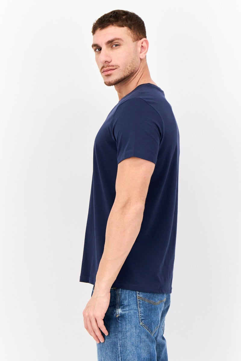MESSI Men Round Neck Short Sleeve Graphic Print T-Shirt, Navy - Image 2