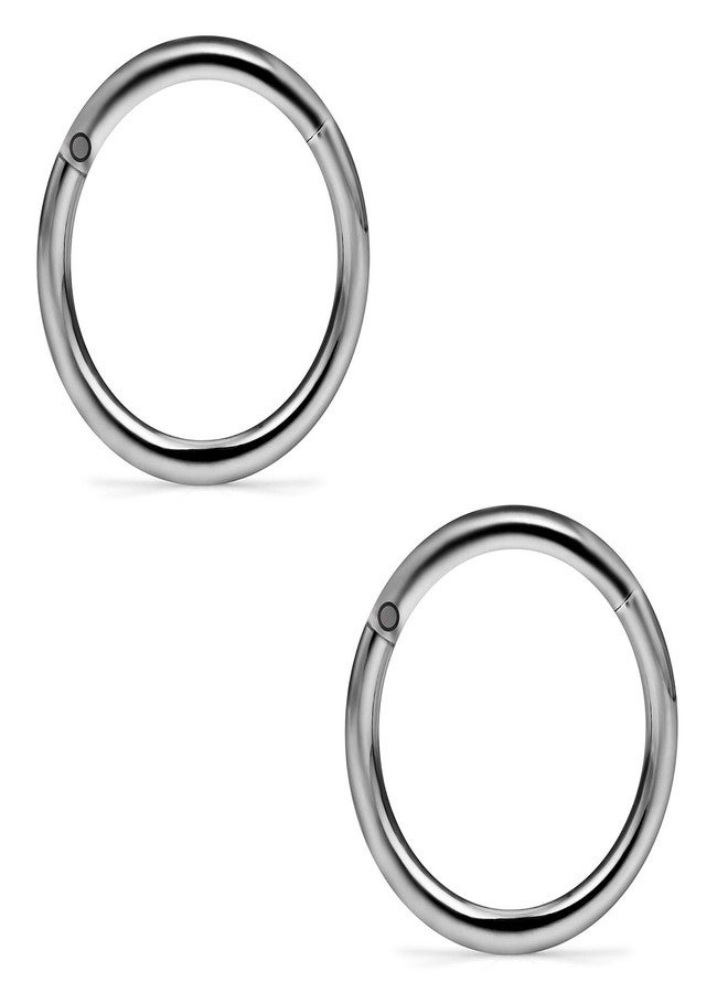 SCERRING حلقتان من التيتانيوم مقاس 14G G23، بمفصلات قابلة للضغط، مناسبتان لثقب الحاجز الأنفي، والشفاه، والغضروف، والزنمة، بالإضافة إلى أقراط أخرى لثقب الجسم، بطول 12 مم. - Image 3