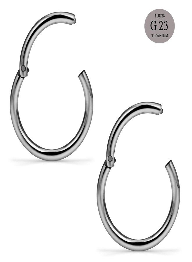 SCERRING حلقتان من التيتانيوم مقاس 14G G23، بمفصلات قابلة للضغط، مناسبتان لثقب الحاجز الأنفي، والشفاه، والغضروف، والزنمة، بالإضافة إلى أقراط أخرى لثقب الجسم، بطول 12 مم. - Image 2