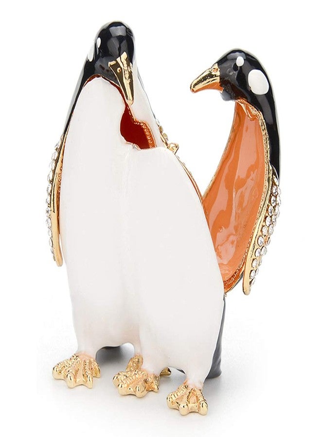 Furuida Trinket Box Penguin with Hinged Enameled Jewelry Box Classic Animal Ornaments Metal Craft Gift for Home Decor - Image 2