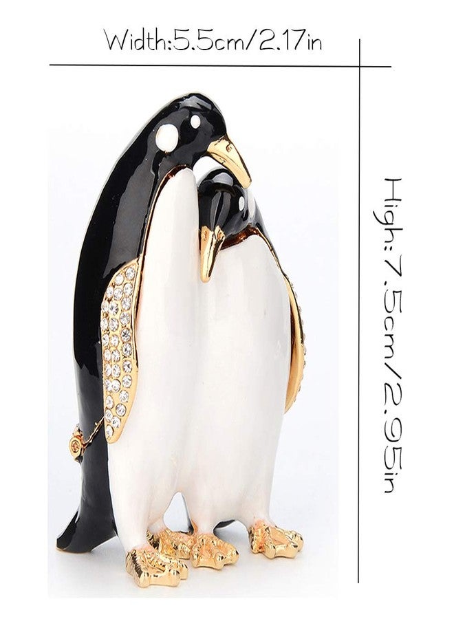Furuida Trinket Box Penguin with Hinged Enameled Jewelry Box Classic Animal Ornaments Metal Craft Gift for Home Decor - Image 3