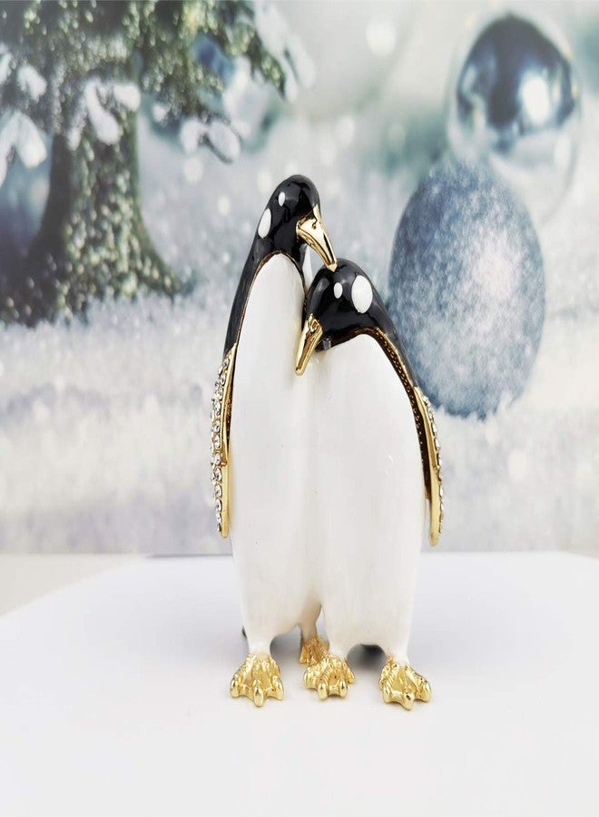 Furuida Trinket Box Penguin with Hinged Enameled Jewelry Box Classic Animal Ornaments Metal Craft Gift for Home Decor - Image 4