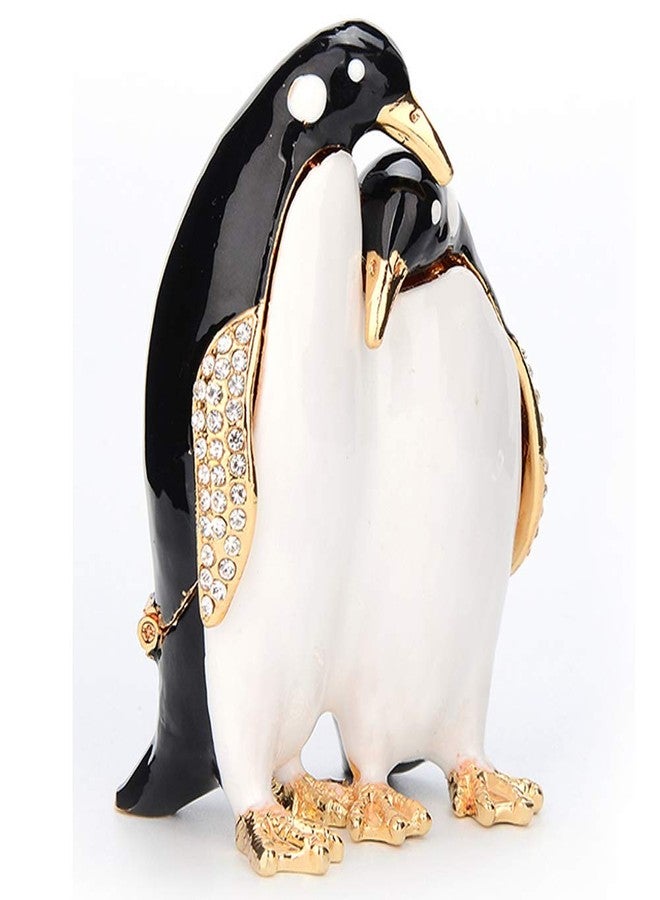 Furuida Trinket Box Penguin with Hinged Enameled Jewelry Box Classic Animal Ornaments Metal Craft Gift for Home Decor - Image 1