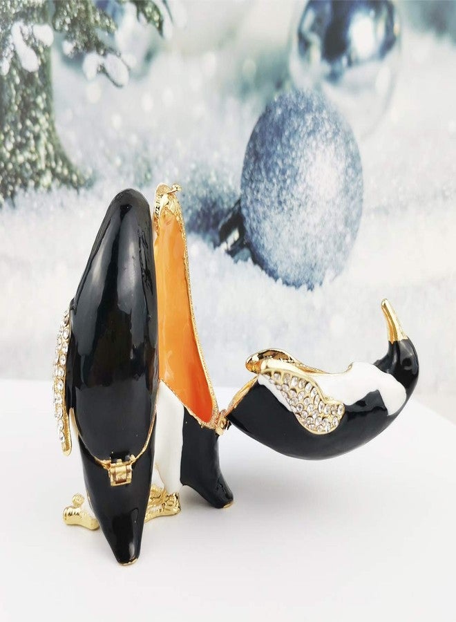 Furuida Trinket Box Penguin with Hinged Enameled Jewelry Box Classic Animal Ornaments Metal Craft Gift for Home Decor - Image 5