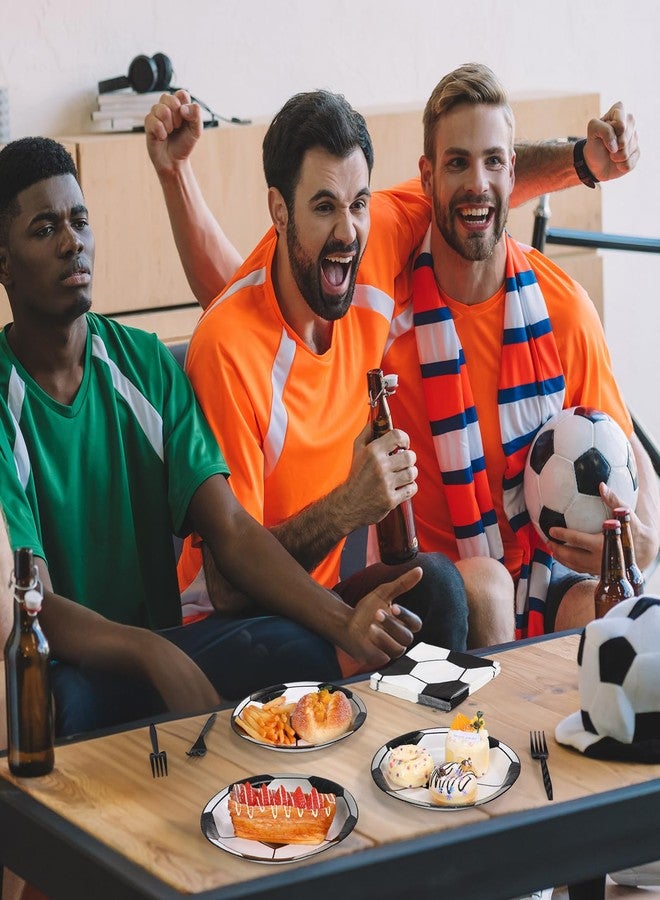 Domensi 180 PC Soccer Party Plates and Napkins Decorations Supplies 9 Inch Paper Dinner Dessert Plates Napkins Disposable Forks Tableware Set for Soccer Sports Birthday Party Decorations - Image 5