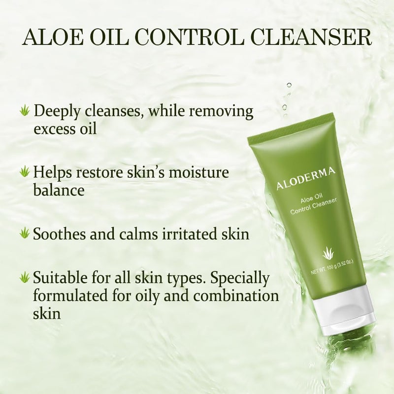 Aloderma Oil Controlling Facial Cleanser Made within 12 Hours of Harvest with Organic Aloe Vera - Clear Breakouts - Wintergreen to Help Purify & Deeeply Cleanse Pores - Calming Aloe Facial Wash, 3.5oz - Image 3
