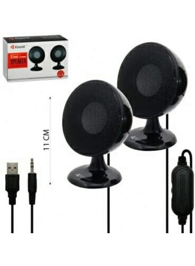 Kisonli S-888 Multimedia 2.0 Channel USB Powered Speaker with AUX Cable – Stereo Desktop Speaker for PC & Laptop - Image 2