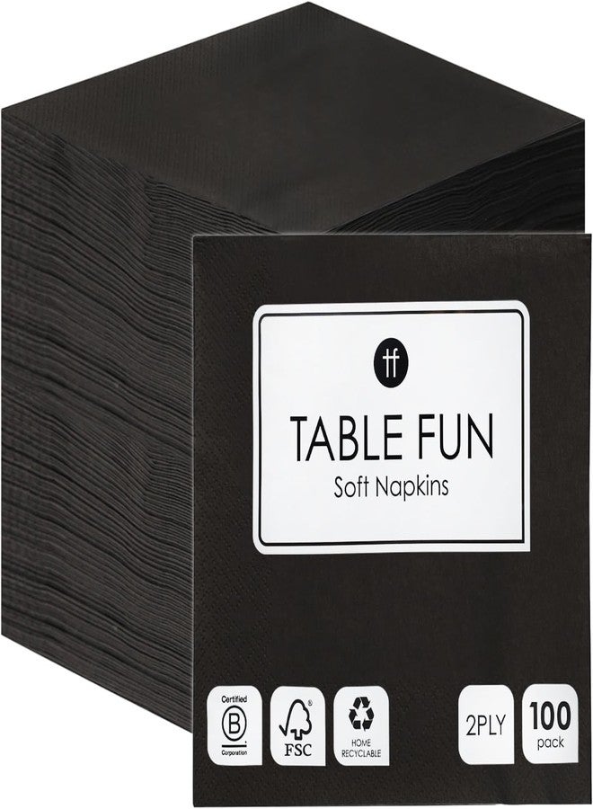 توكينج تيبلز مناديل ورقية ناعمة سوداء من Talking Tables، عبوة من 100 منديل، للاستخدام مرة واحدة، لحفلات أعياد الميلاد والكريسماس وحفلات الزفاف والطعام وأدوات المائدة اليومية، قابلة لإعادة التدوير، مصنوعة في الاتحاد الأوروبي، طبقتان، 33 سم - Image 1