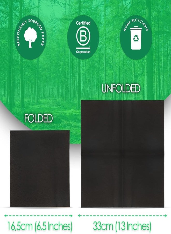 توكينج تيبلز مناديل ورقية ناعمة سوداء من Talking Tables، عبوة من 100 منديل، للاستخدام مرة واحدة، لحفلات أعياد الميلاد والكريسماس وحفلات الزفاف والطعام وأدوات المائدة اليومية، قابلة لإعادة التدوير، مصنوعة في الاتحاد الأوروبي، طبقتان، 33 سم - Image 3