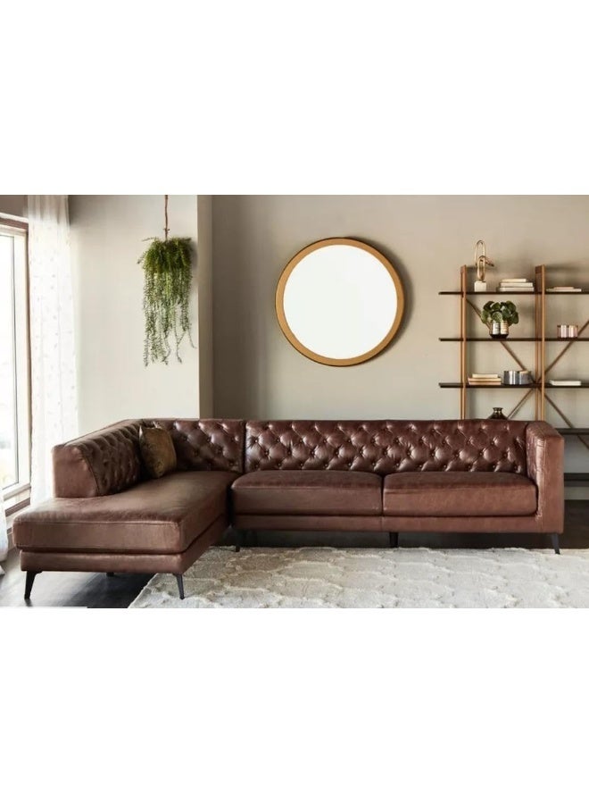 Tufted Faux Leather Sectional Sofa - Image 1