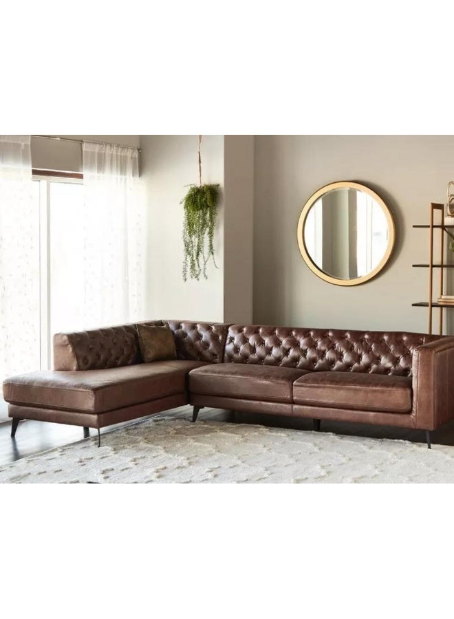 Tufted Faux Leather Sectional Sofa - Image 2