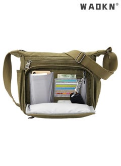 Trendy Canvas Laptop Messenger Bag, Fits 13-Inch Notebooks, Unisex Casual Water Bottle Storage, Effortlessly Create Your Own Personalized Crossbody Style