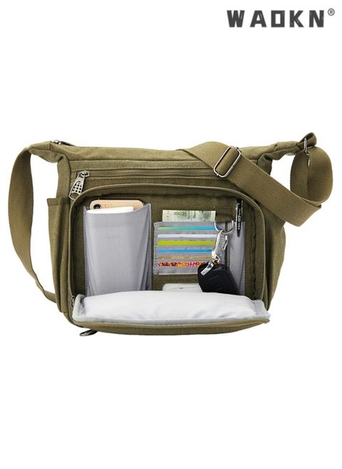 Trendy Canvas Laptop Messenger Bag, Fits 13-Inch Notebooks, Unisex Casual Water Bottle Storage, Effortlessly Create Your Own Personalized Crossbody Style