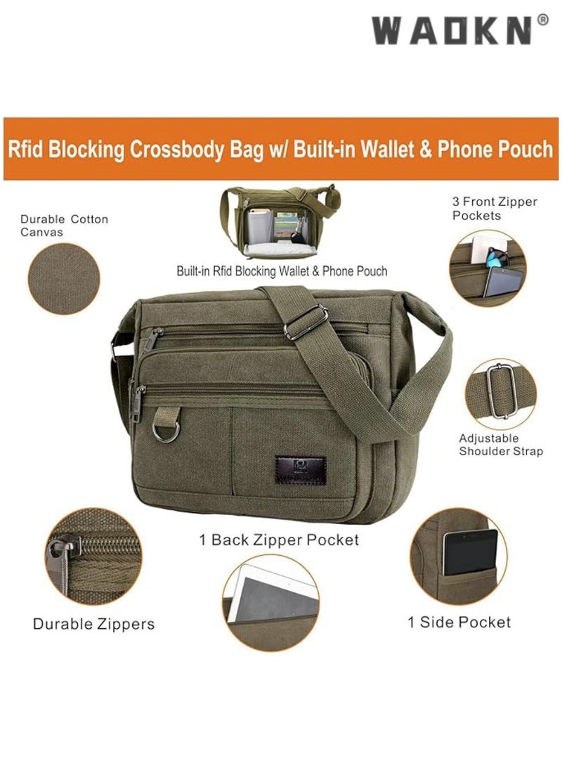 WAOKN - Trendy Canvas Laptop Messenger Bag, Fits 13-Inch Notebooks, Unisex Casual Water Bottle Storage, Effortlessly Create Your Own Personalized Crossbody Style - Image 1