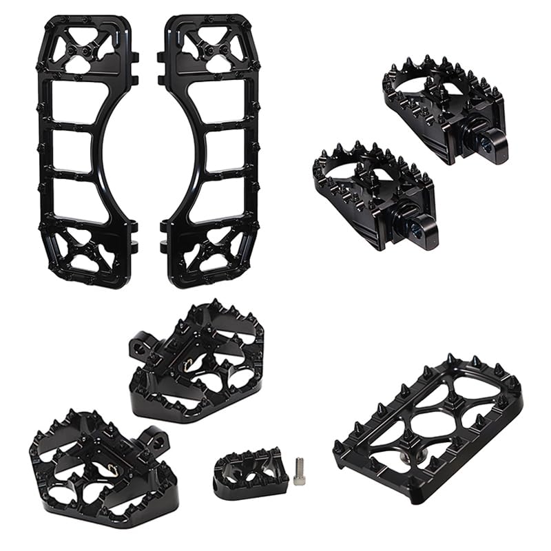Rudyness MX Wide Floorboards Front Foot Pegs Brake Pedal Cover Shifter Peg Compatible For Harley Touring 19862023 Road Glide ST Street Glide 19862017 Softail FL 20122016 Fatboy Dyna FLD All Black - Image 1