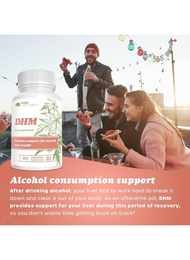 Pure Nootropics Dihydromyricetin (DHM) 300 mg Capsules | Hovenia Dulcis Extract | 90 Veg Cap Value Pack | Support Liver Health | After Alcohol Support | Party Smart
