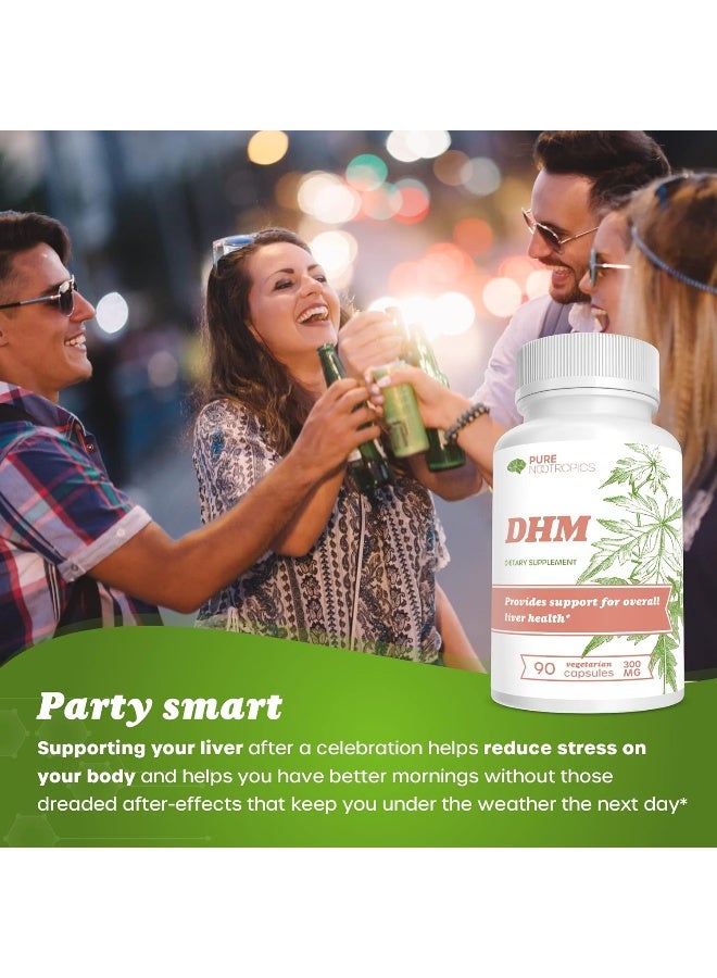 Pure Nootropics Dihydromyricetin (DHM) 300 mg Capsules | Hovenia Dulcis Extract | 90 Veg Cap Value Pack | Support Liver Health | After Alcohol Support | Party Smart