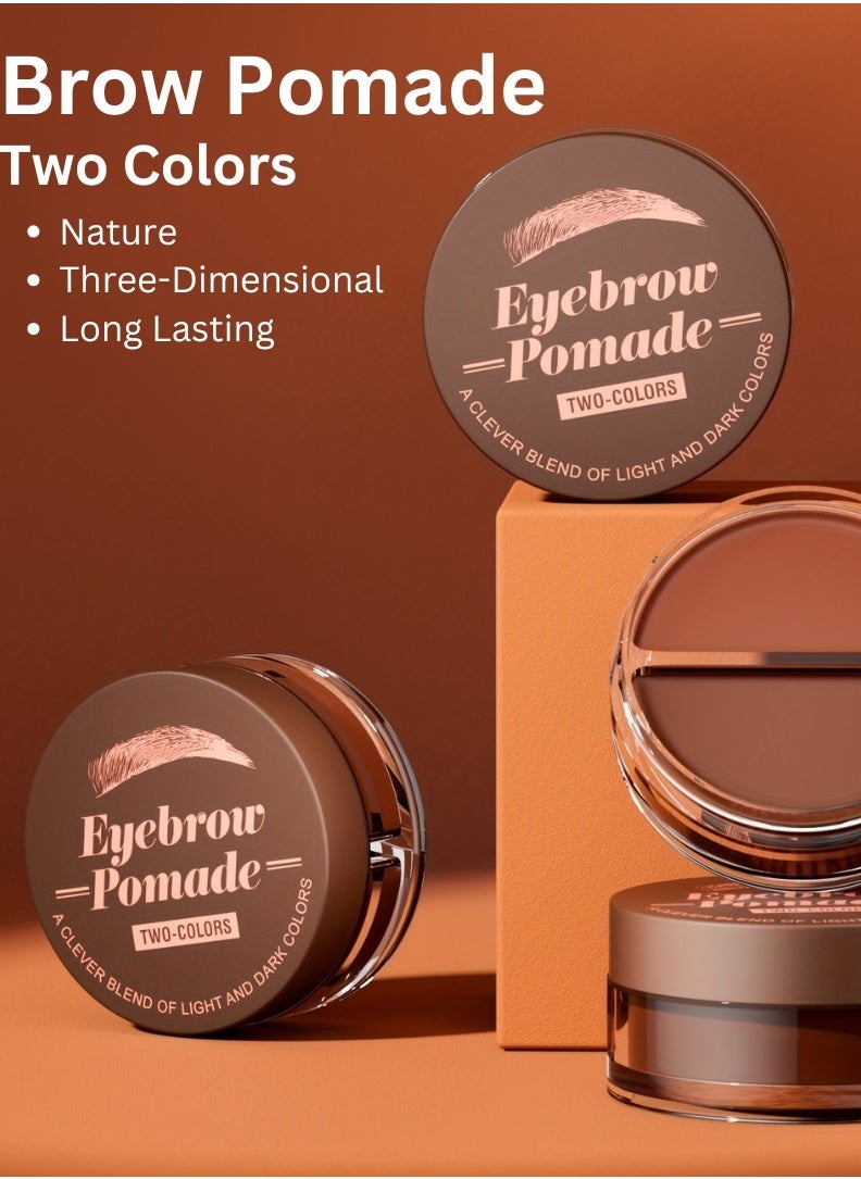 HelloKiss 2 Color Eyebrow Pomade Natural Long Lasting Waterproof Eyebrow Makeup Gel with Eyebrow Brush Eyebrow Color Cream and Eyebrow Styling Brow Shaping Gel Pomade Clear Brow Gel and Light Brown 04  - Image 3
