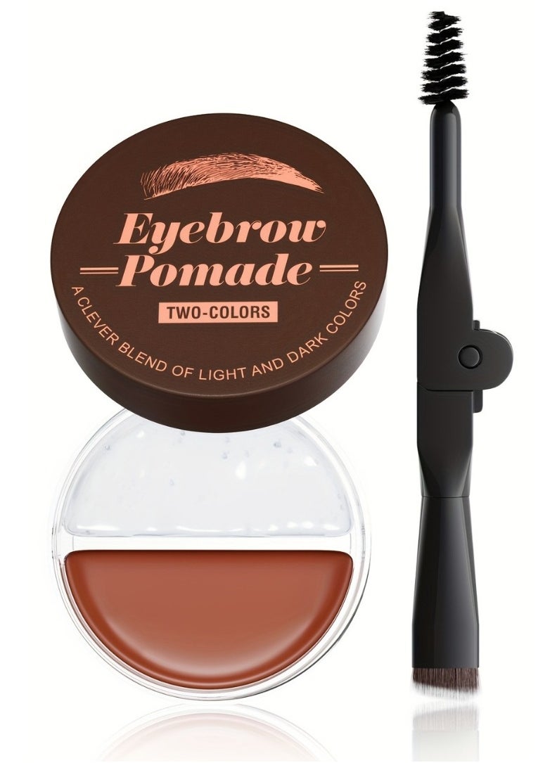 HelloKiss 2 Color Eyebrow Pomade Natural Long Lasting Waterproof Eyebrow Makeup Gel with Eyebrow Brush Eyebrow Color Cream and Eyebrow Styling Brow Shaping Gel Pomade Clear Brow Gel and Light Brown 04  - Image 1