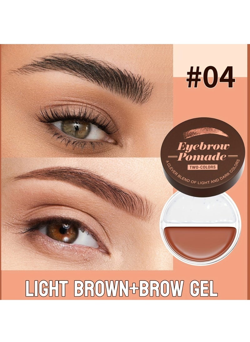 HelloKiss 2 Color Eyebrow Pomade Natural Long Lasting Waterproof Eyebrow Makeup Gel with Eyebrow Brush Eyebrow Color Cream and Eyebrow Styling Brow Shaping Gel Pomade Clear Brow Gel and Light Brown 04  - Image 2
