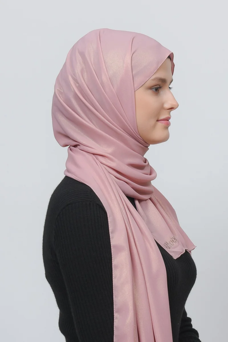 التوبة Glitter Evening Dress Chiffon Shawl-Dark Pink