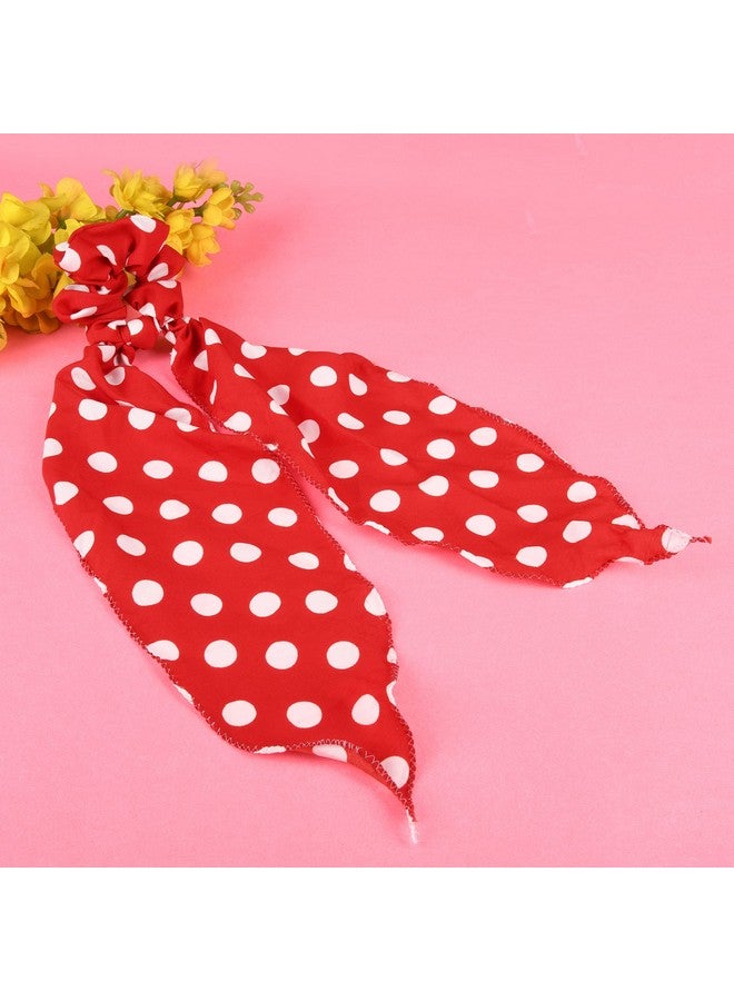 Nnr Polka Dots Hair Scarf Scrunchies, Elastic Hair Ties,2 In 1 Vintage Ponytail Holder Hair Scarves For Women - Pack Of 3 - Image 5