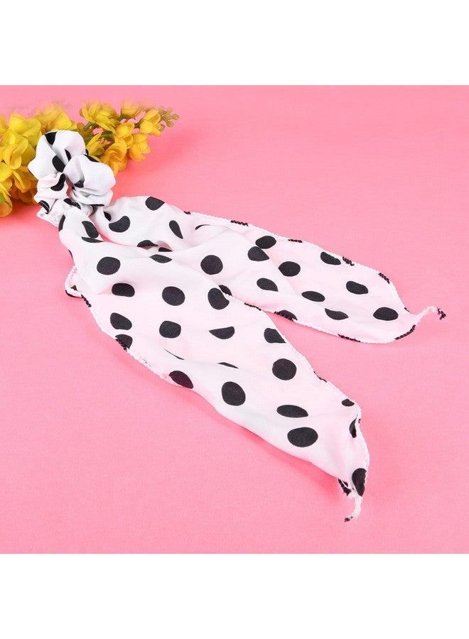 Nnr Polka Dots Hair Scarf Scrunchies, Elastic Hair Ties,2 In 1 Vintage Ponytail Holder Hair Scarves For Women - Pack Of 3 - Image 3