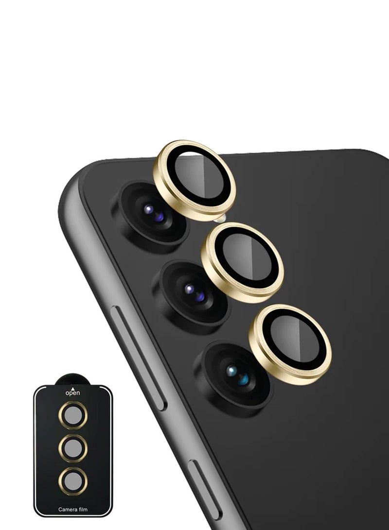 دبليو تيك درع حماية ممتاز لعدسة الكاميرا لهاتف سامسونج جالاكسي S24 5G 2024 شفاف/ذهبي - Image 1