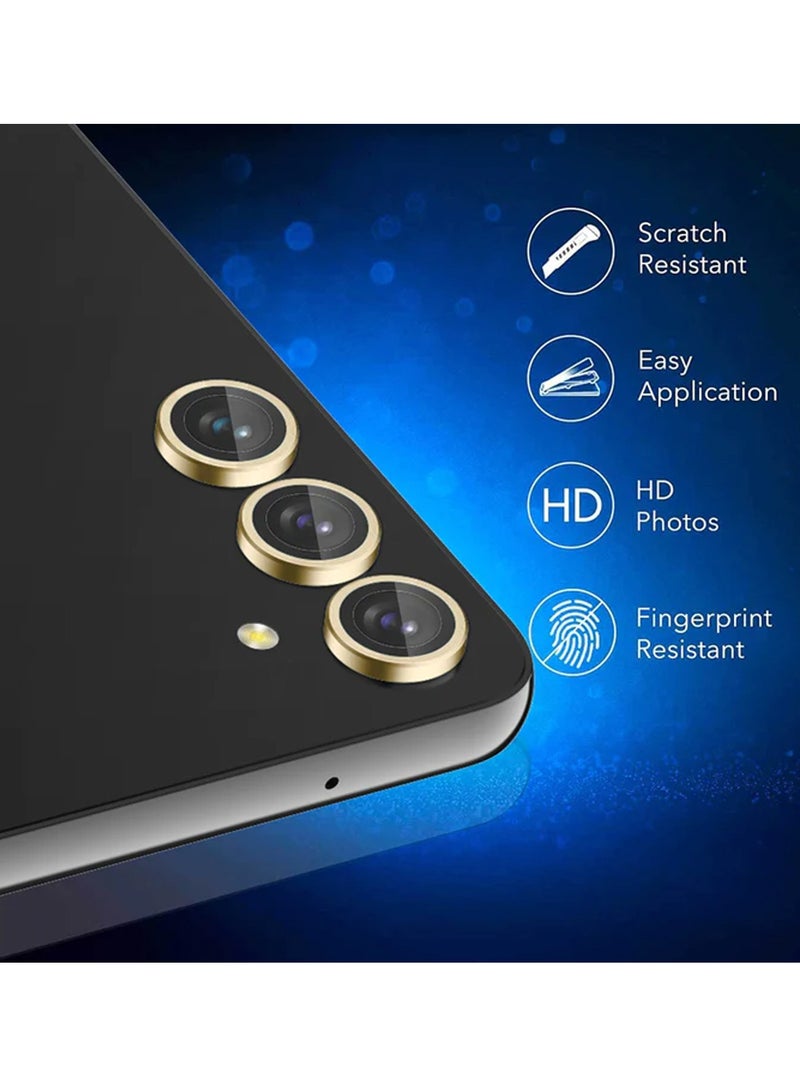 دبليو تيك درع حماية ممتاز لعدسة الكاميرا لهاتف سامسونج جالاكسي S24 5G 2024 شفاف/ذهبي - Image 2