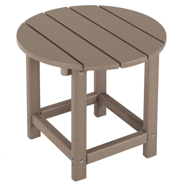 LZRS Round Adirondack Patio Side Table End Table, Outdoor Side Tables for Patio, Backyard,Pool, Indoor Companion, Easy Maintenance & Weather Resistant(Weather Wood) - Image 1