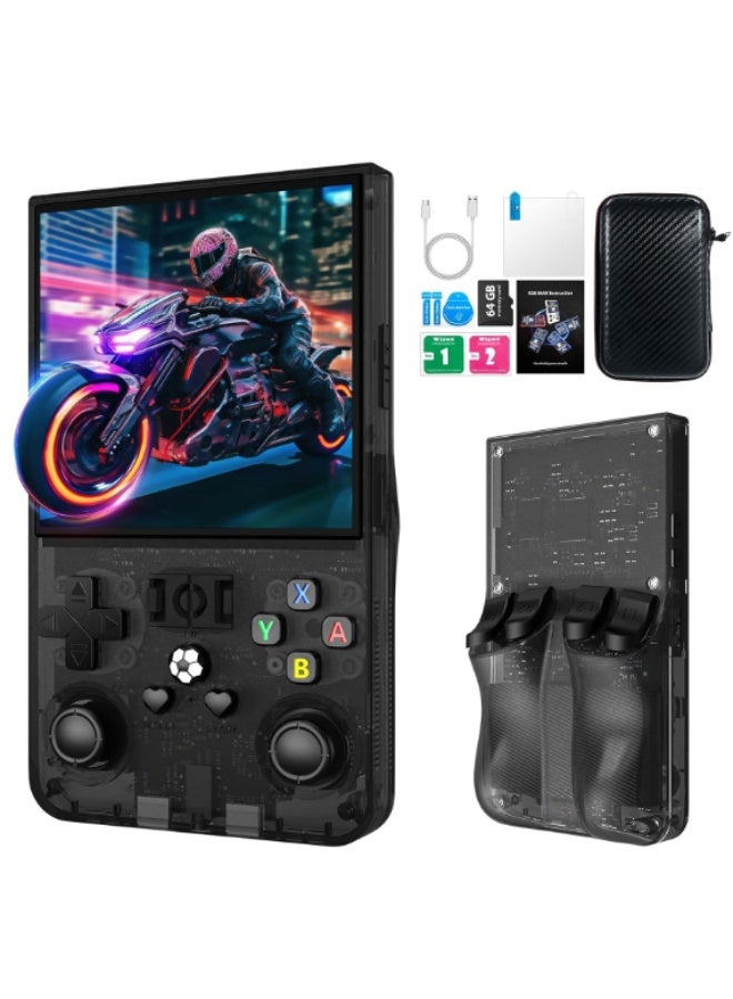 R36MAX Retro Handheld Game Console, 4.0 Inch IPS Screen Retro Gaming Console, Linux System, 4000mAh Battery Portable Pocket Mini Arcade, Built-in 64G, Black - Image 1