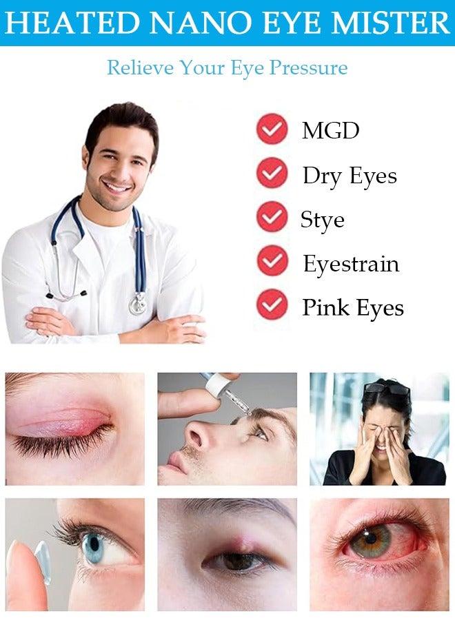 DUNISO Heated Eye Mist Sprayer for Dry Eyes, Rechargeable Eye Mister with Moist Heat to Relief MGD, Blepharitis, Stye, Chalazion,Portable Heated Eye Steamer Humidifier for Eye Skin Care Women & Men in Office - Image 2
