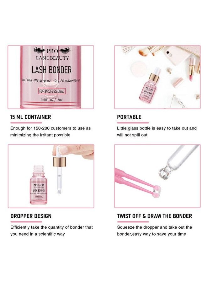 PRO LASHBEAUTY - Lash Bonder For Eyelash Extensions Super Bonder Glue Accelerator Lash Extension Sealant Longer Retention Waterproof Oilproof Special Dropper Design For Dose Control 15Ml - Image 1
