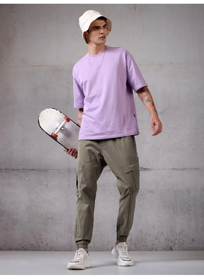 Beyoung Solid Brown Regular Fit Cargo Pant for men