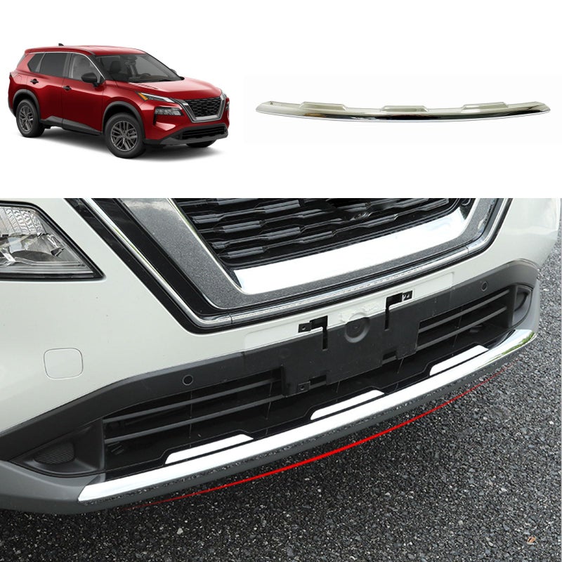 TERDARAY Front Bumper Trim Compatible with Nissan Rogue 2021 2022 2023 Front Grill Bumper Protector Cover Trim Exterior Car Accessories ABS 1PCS Glossy Chrome Style