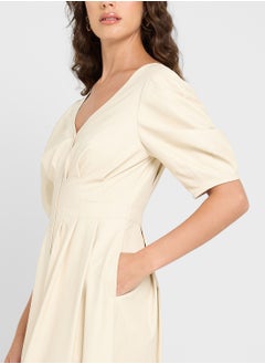Ted Baker V-Neck Balloon Sleeve Dress  - Image 3