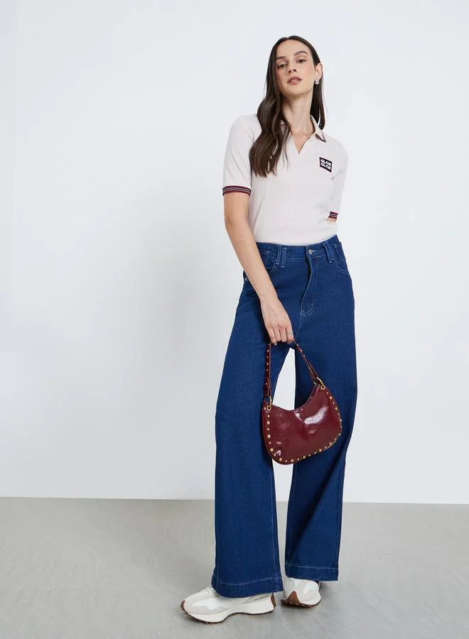 ستايلي Styli Women Beige Contrast Tipping Polo T-Shirt