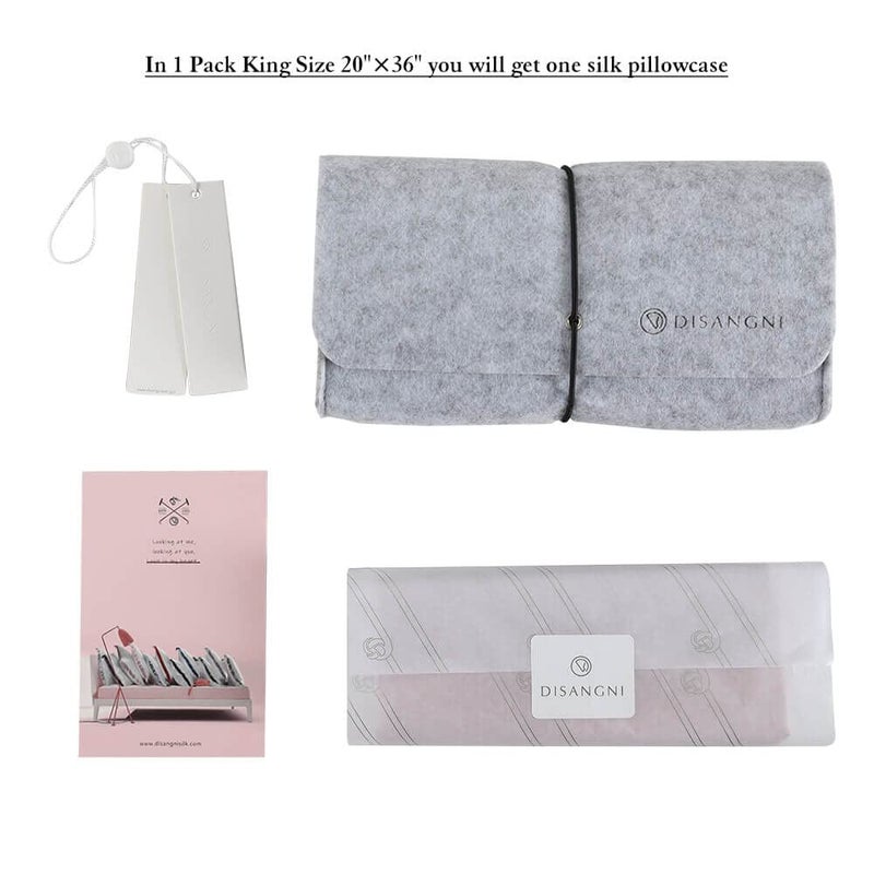 DISANGNI 100% Natural Mulberry Silk Pillow case for Hair and Skin with Hidden Zipper 22 Momme Both Sides Real Silk Pillow Case (1pc King Size 20"" x36""  Dark Gray)