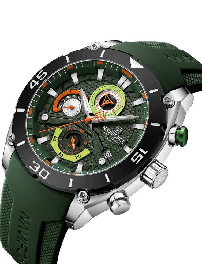 ساعة للرجال كرونوغراف للساعات التجارية ساعات كوارتز مقاومة للماء حزام سيليكون مضيء NF8038 - view 2
