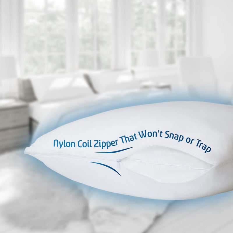 Mastertex The Grand Pillow Covers Standard Size - Poly-Cotton Pillow Protector with Zipper - Moisture Wicking, Advanced Allergy Protection Pillow Protector - Protects Pillow from Dirt and Debris (2 Pack) - Image 4