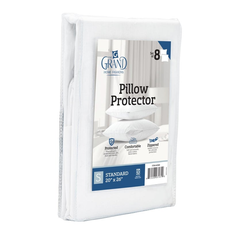 Mastertex The Grand Pillow Covers Standard Size - Poly-Cotton Pillow Protector with Zipper - Moisture Wicking, Advanced Allergy Protection Pillow Protector - Protects Pillow from Dirt and Debris (2 Pack) - Image 1