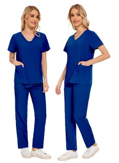 Gasin Medical Scrubs, Women's Medical Scrubs, Blue, Medical Uniforms, Medical Scrub Sets  - Image 2