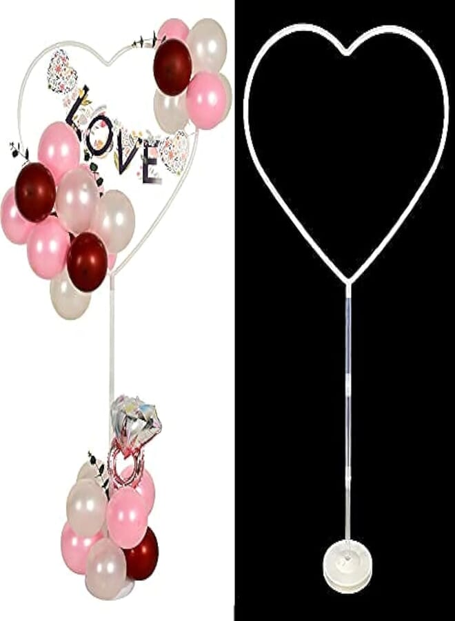 TONIFUL Heart Shaped Balloon Arch Column Stand 59 inch Height Balloon Stand Holder 1set Tower Decoration for Birthday Valentine's Day Wedding Baby Shower Anniversary Party Supplies