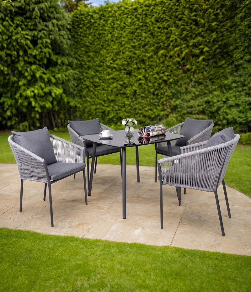 5-piece gray iron and electrostatic paint outdoor furniture set - Image 1