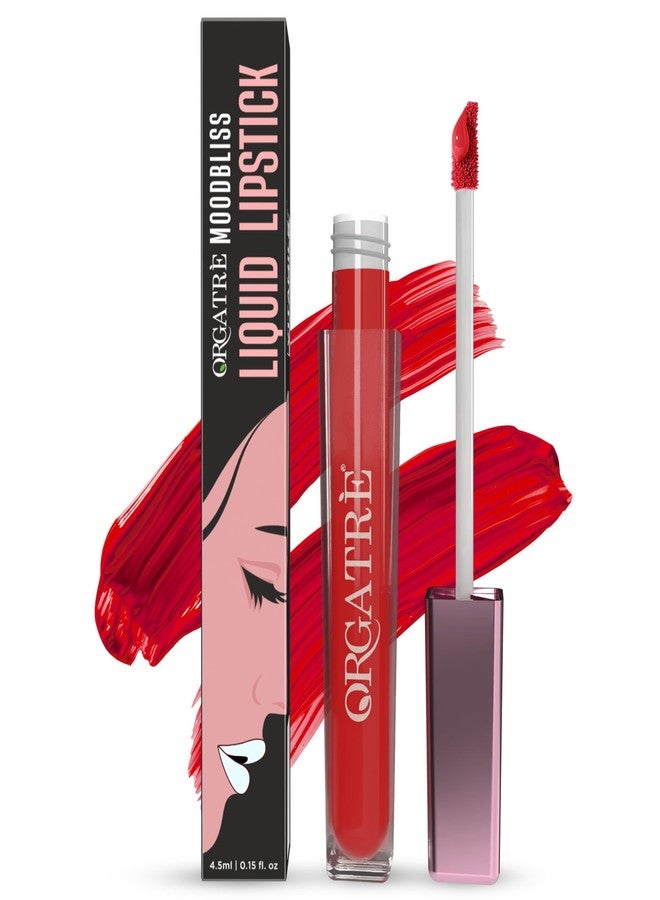 Orgatre Moodbliss Liquid Lipstick | Waterproof, Long Lasting & Smudge Proof | Non-Drying, Lightweight & Highly Pigmented | Matte Finish | 4.5ml (Saffron Allure) - Image 1