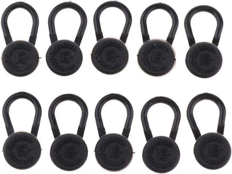 klarako Metal Elastic Buttons Extenders for Shirt Dress Trouser Coat  Pack of 10  Neck Collar Extenders & Waistband Extension  Black, 10mm - Image 3
